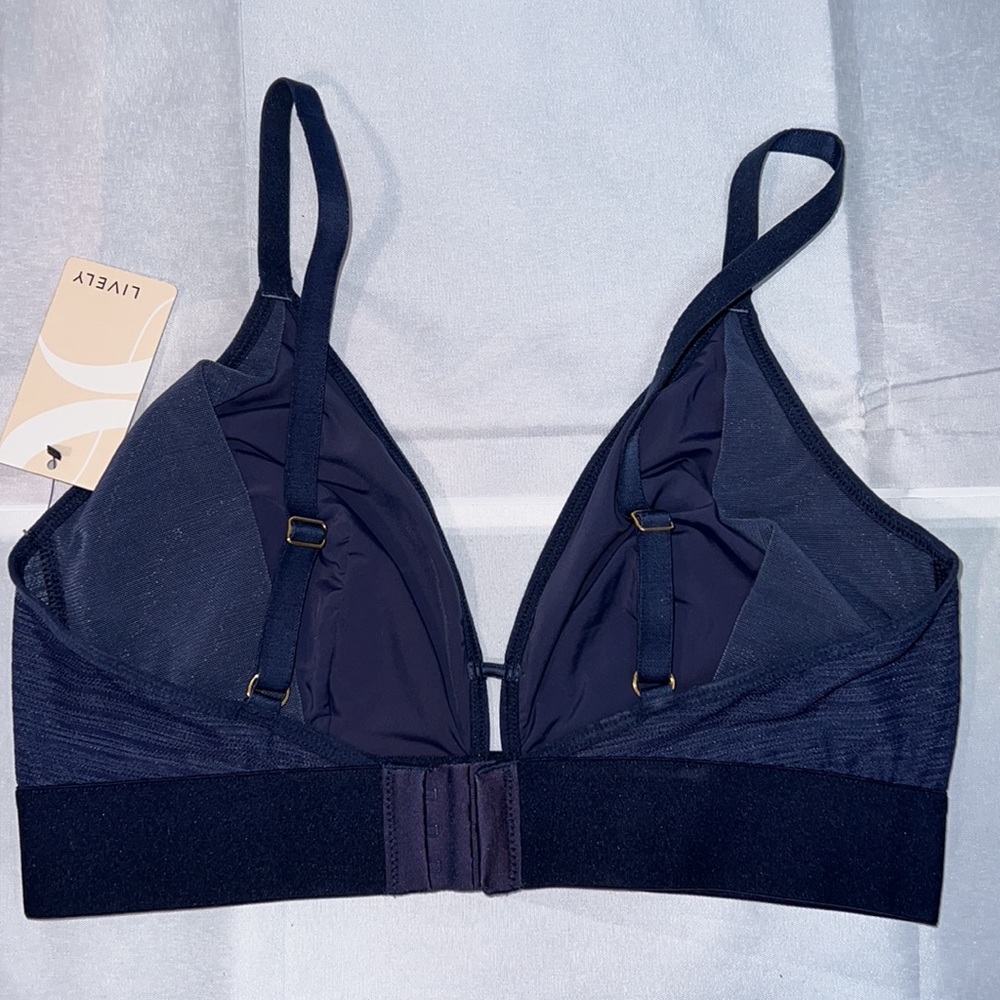 Lively The Busty Stripe Mesh Bralette,Elastic Stretch Band, Plunge Front Size 2 - Picture 2 of 7